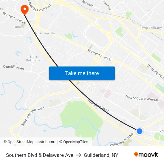 Southern Blvd & Delaware Ave to Guilderland, NY map