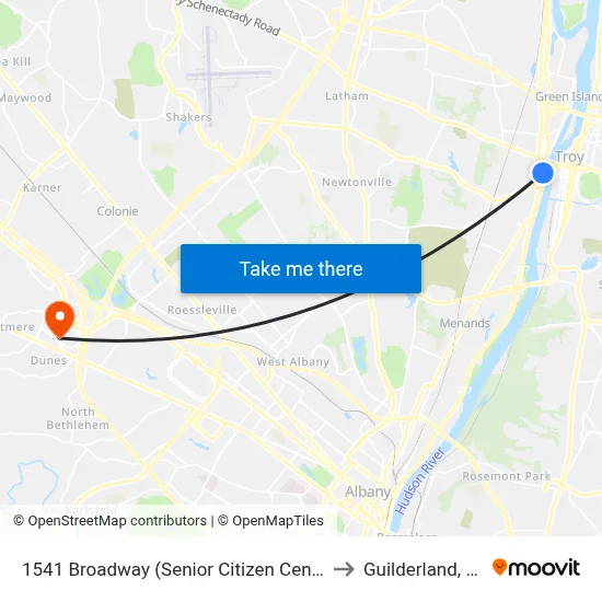 1541 Broadway (Senior Citizen Center) to Guilderland, NY map