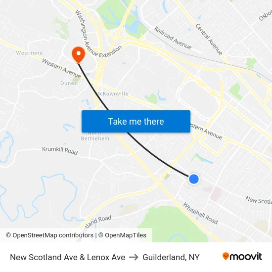 New Scotland Ave & Lenox Ave to Guilderland, NY map
