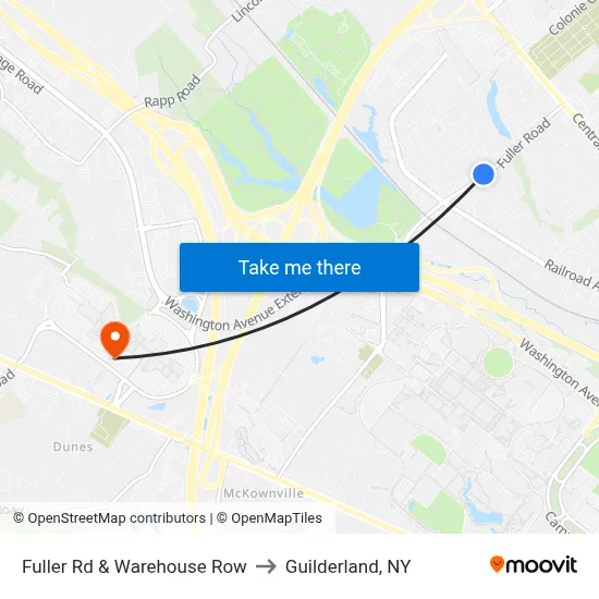 Fuller Rd & Warehouse Row to Guilderland, NY map