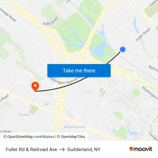 Fuller Rd & Railroad Ave to Guilderland, NY map