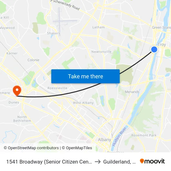 1541 Broadway (Senior Citizen Center) to Guilderland, NY map
