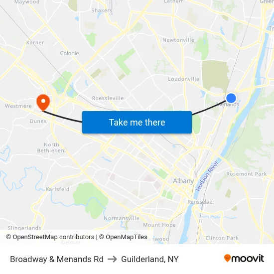 Broadway & Menands Rd to Guilderland, NY map