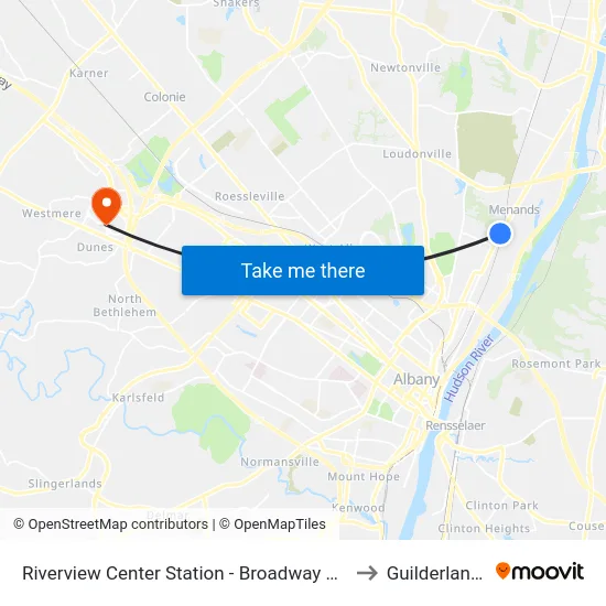 Riverview Center Station - Broadway & I-787 Exit 6 to Guilderland, NY map