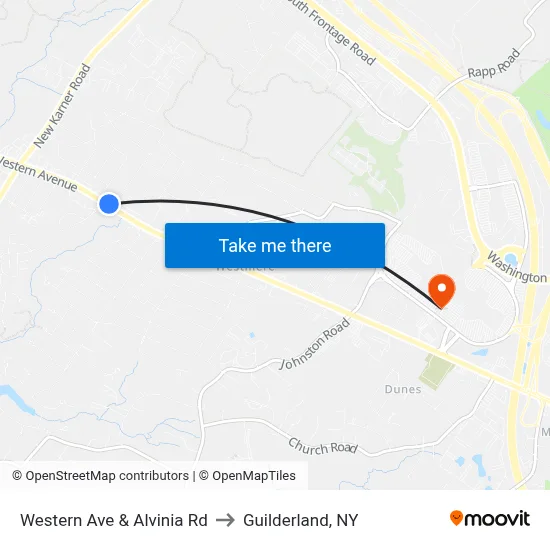 Western Ave & Alvinia Rd to Guilderland, NY map