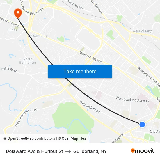 Delaware Ave & Hurlbut St to Guilderland, NY map