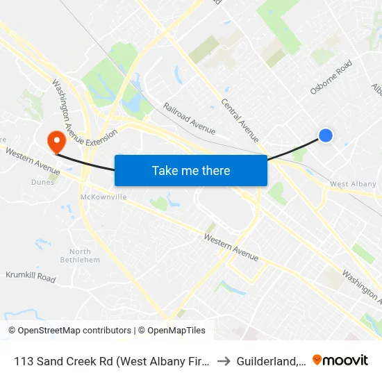 113 Sand Creek Rd (West Albany Fire Dept) to Guilderland, NY map