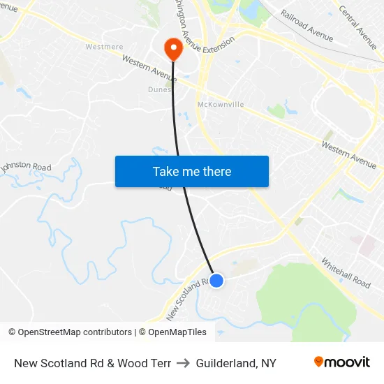 New Scotland Rd & Wood Terr to Guilderland, NY map