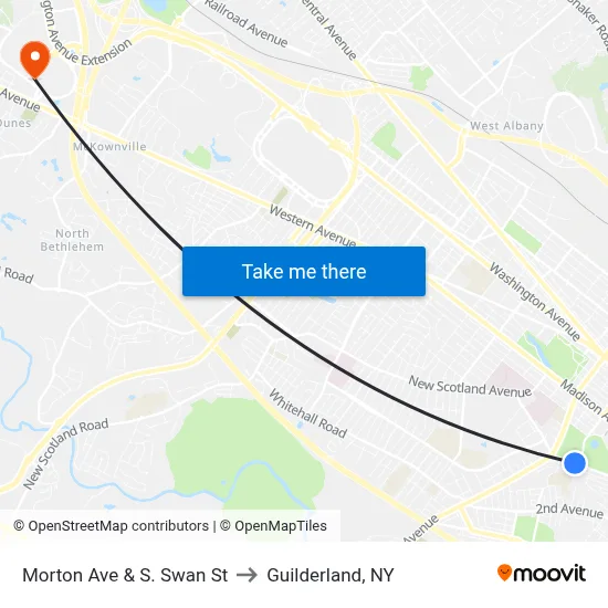Morton Ave & S. Swan St to Guilderland, NY map