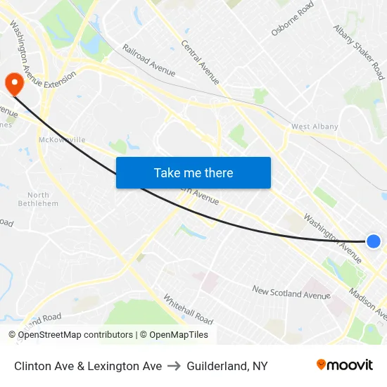 Clinton Ave & Lexington Ave to Guilderland, NY map