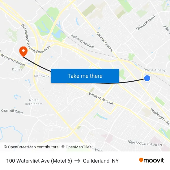 100 Watervliet Ave (Motel 6) to Guilderland, NY map