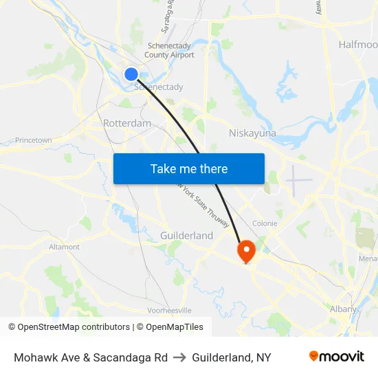 Mohawk Ave & Sacandaga Rd to Guilderland, NY map