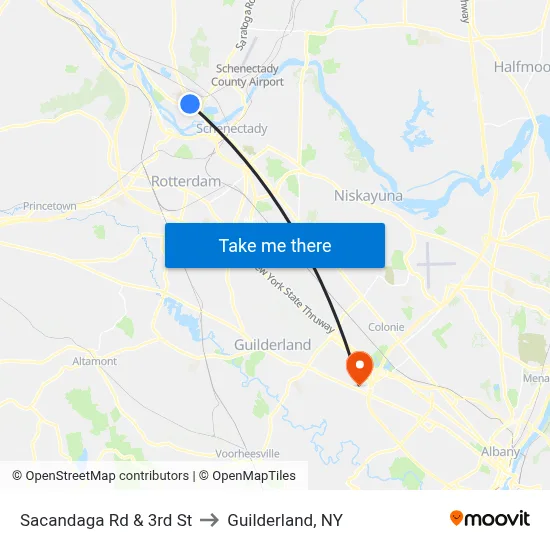 Sacandaga Rd & 3rd St to Guilderland, NY map