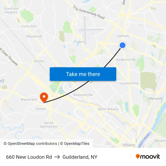 660 New Loudon Rd to Guilderland, NY map