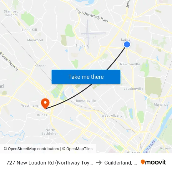 727 New Loudon Rd (Northway Toyota) to Guilderland, NY map