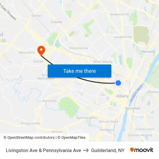 Livingston Ave & Pennsylvania Ave to Guilderland, NY map