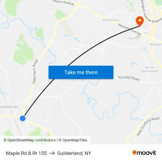 Maple Rd & Rt 155 to Guilderland, NY map