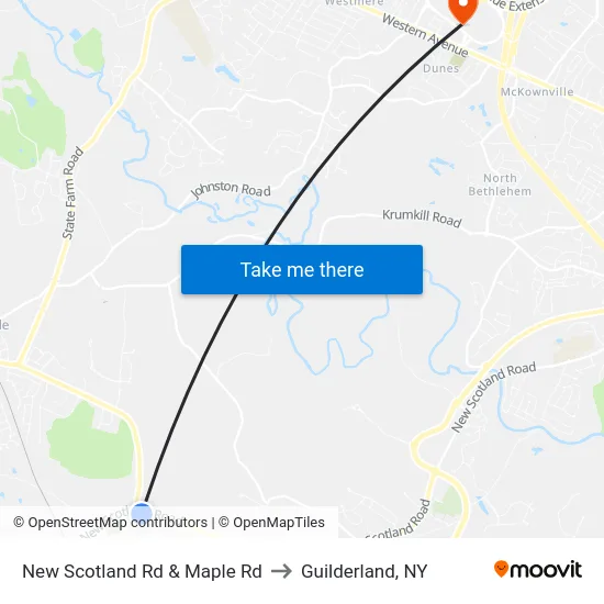 New Scotland Rd & Maple Rd to Guilderland, NY map