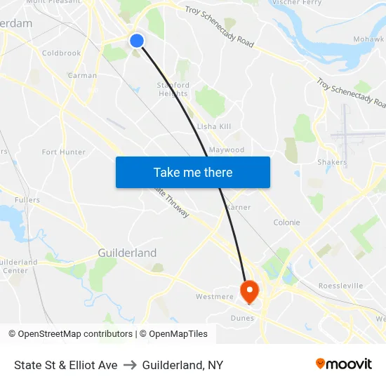 State St & Elliot Ave to Guilderland, NY map