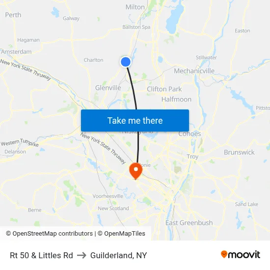 Rt 50 & Littles Rd to Guilderland, NY map