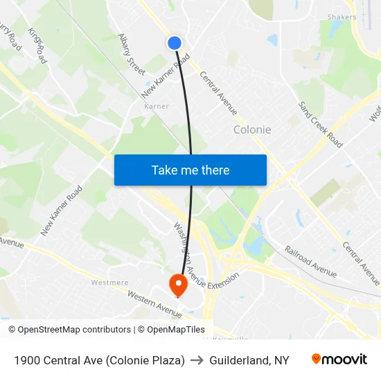 1900 Central Ave (Colonie Plaza) to Guilderland, NY map