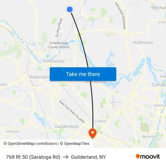 768 Rt 50 (Saratoga Rd) to Guilderland, NY map