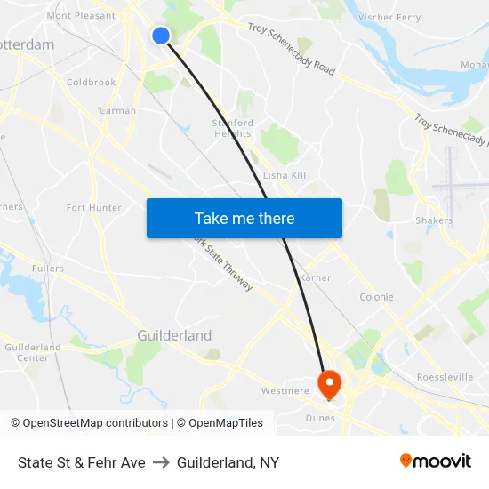 State St & Fehr Ave to Guilderland, NY map
