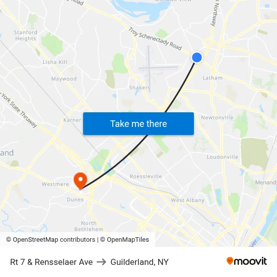 Rt 7 & Rensselaer Ave to Guilderland, NY map