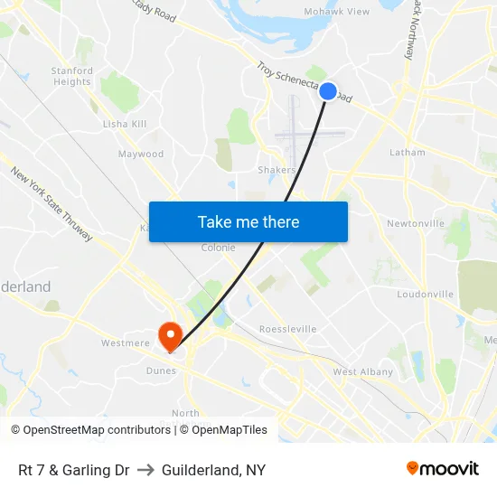 Rt 7 & Garling Dr to Guilderland, NY map