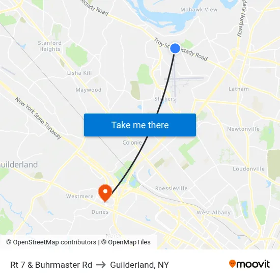 Rt 7 & Buhrmaster Rd to Guilderland, NY map
