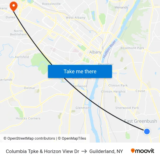 Columbia Tpke & Horizon View Dr to Guilderland, NY map