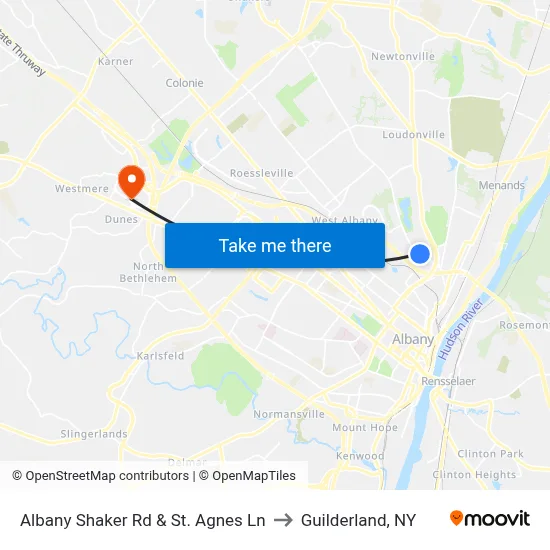 Albany Shaker Rd & St. Agnes Ln to Guilderland, NY map