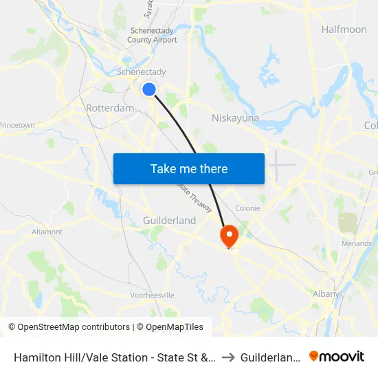 Hamilton Hill/Vale Station - State St & Steuben St to Guilderland, NY map