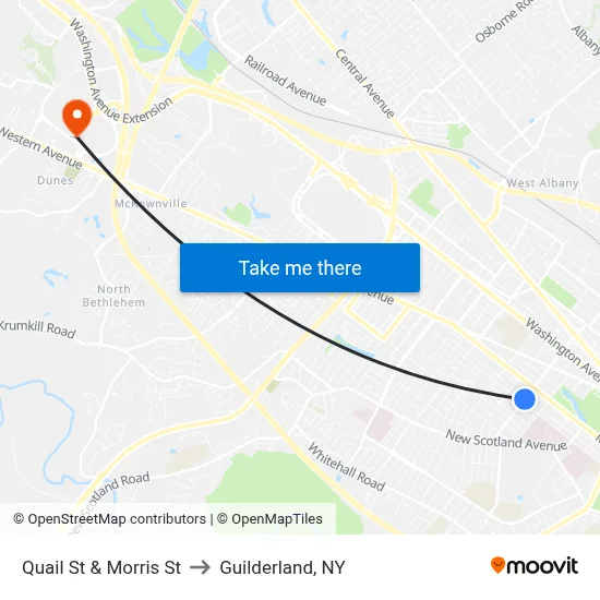 Quail St & Morris St to Guilderland, NY map