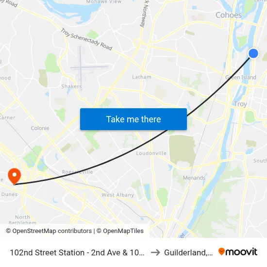 102nd Street Station - 2nd Ave & 102nd St to Guilderland, NY map