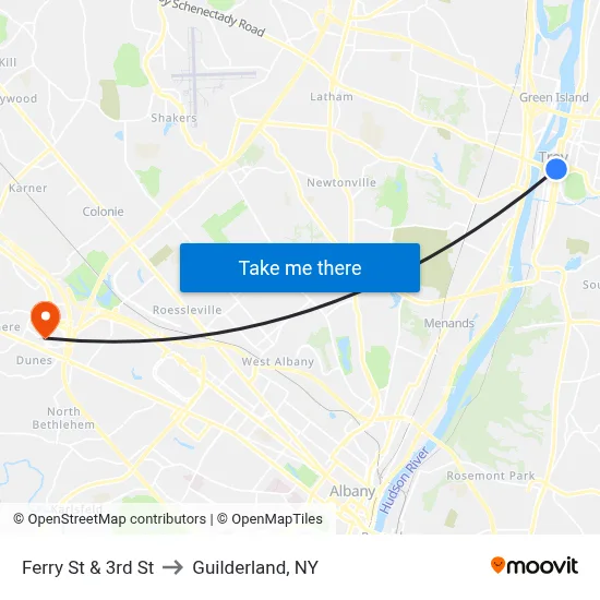 Ferry St & 3rd St to Guilderland, NY map