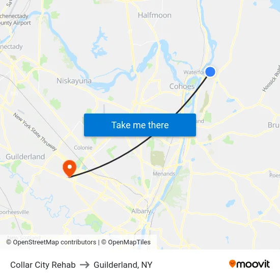Collar City Rehab to Guilderland, NY map