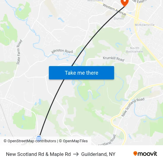 New Scotland Rd & Maple Rd to Guilderland, NY map