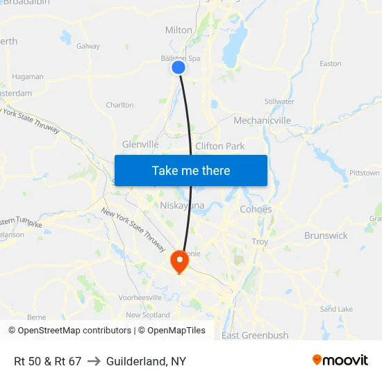 Rt 50 & Rt 67 to Guilderland, NY map