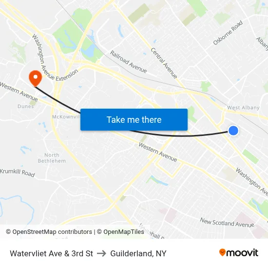 Watervliet Ave & 3rd St to Guilderland, NY map