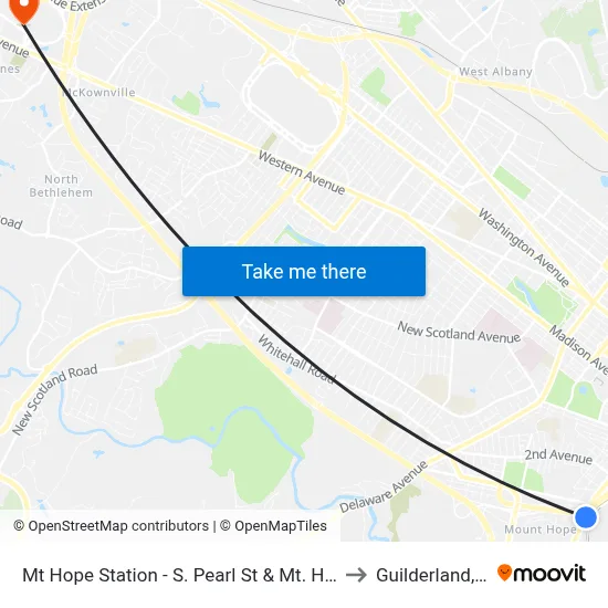 Mt Hope Station - S. Pearl St & Mt. Hope Dr to Guilderland, NY map