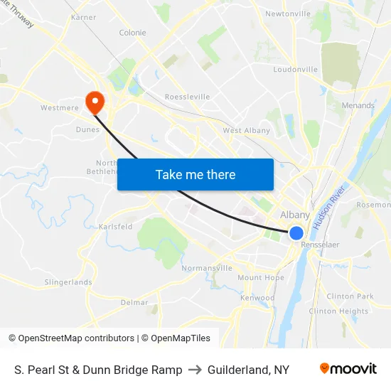 S. Pearl St & Dunn Bridge Ramp to Guilderland, NY map