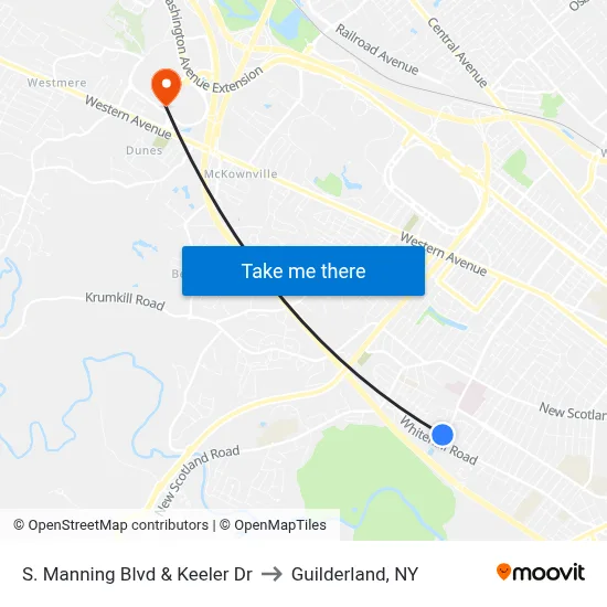 S. Manning Blvd & Keeler Dr to Guilderland, NY map