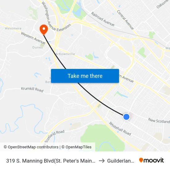 319 S. Manning Blvd(St. Peter's Main Entrance) to Guilderland, NY map
