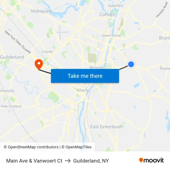 Main Ave & Vanwoert Ct to Guilderland, NY map