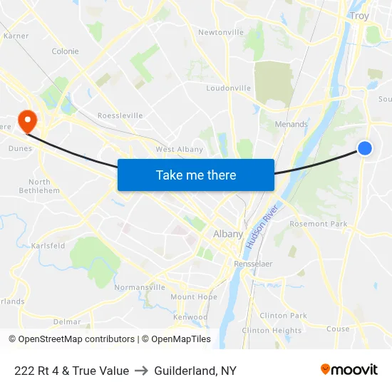222 Rt 4 & True Value to Guilderland, NY map