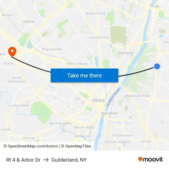 Rt 4 & Arbor Dr to Guilderland, NY map