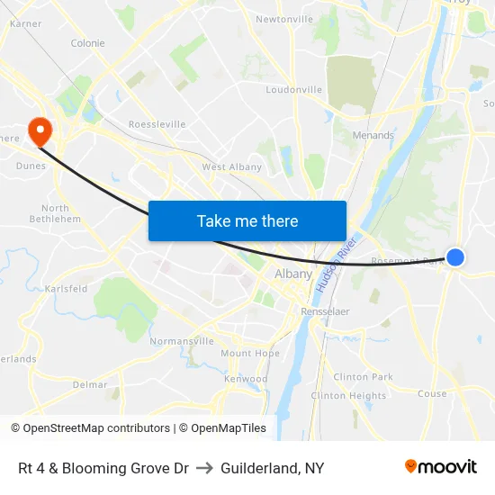 Rt 4 & Blooming Grove Dr to Guilderland, NY map