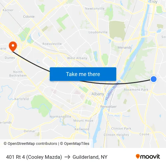 401 Rt 4 (Cooley Mazda) to Guilderland, NY map