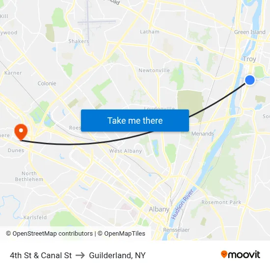 4th St & Canal St to Guilderland, NY map